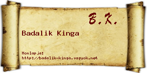 Badalik Kinga névjegykártya
